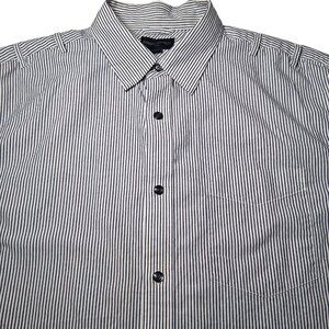 Banana Republic Shirt L 16-16 1/2 Short Sleeve Button Blue White Stripe Nautical